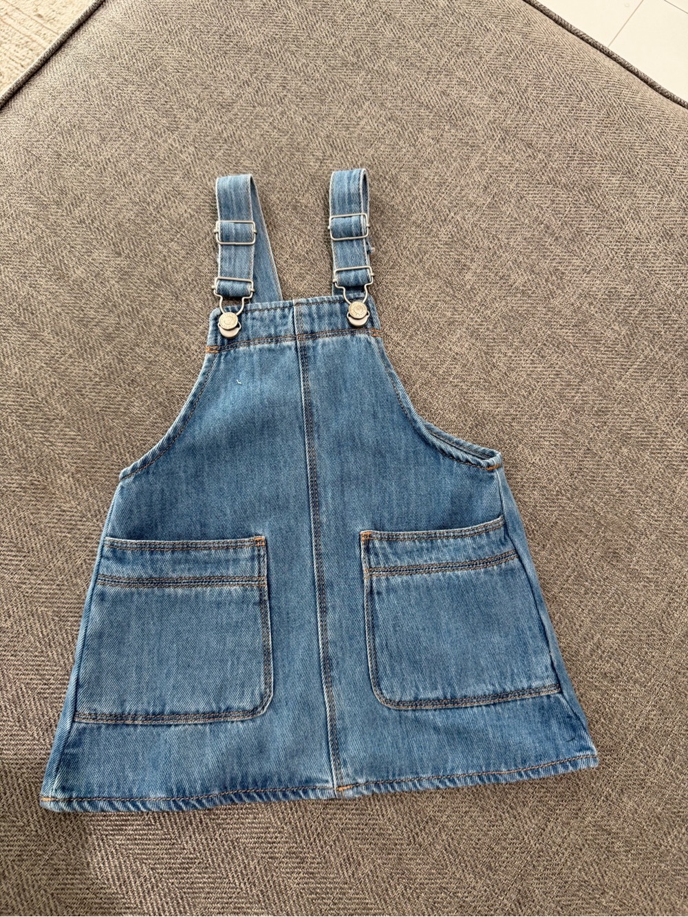 Zara Blue Denim Pinafore Dress with Patch Pockets